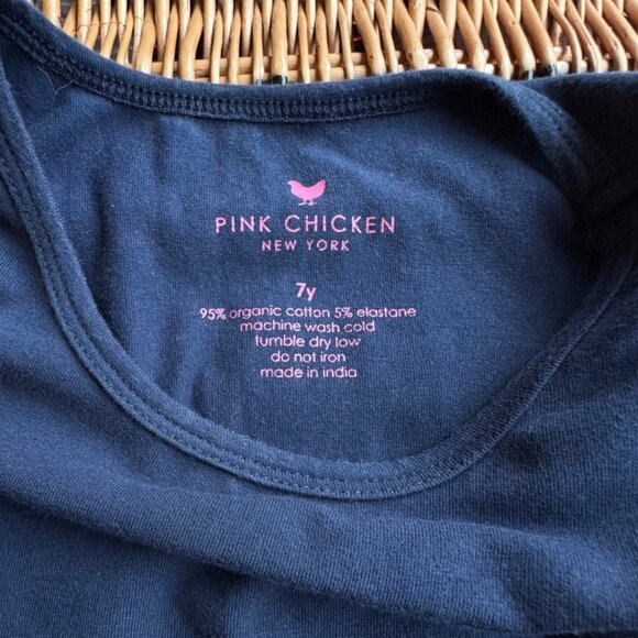 PINK CHICKEN Ruffle Sleeve Peplum Top Girls 7 Navy Blue Organic Cotton Flutter - Picture 5 of 5